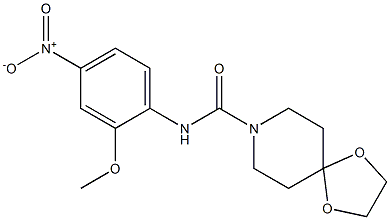 N-(2-methoxy-4-nitrophenyl)-1,4-dioxa-8-azaspiro[4.5]decane-8-carboxamide Struktur