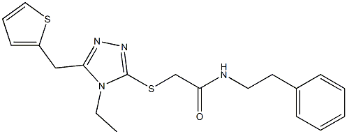 2-[[4-ethyl-5-(thiophen-2-ylmethyl)-1,2,4-triazol-3-yl]sulfanyl]-N-(2-phenylethyl)acetamide Struktur