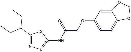 2-(1,3-benzodioxol-5-yloxy)-N-(5-pentan-3-yl-1,3,4-thiadiazol-2-yl)acetamide Struktur