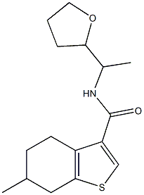 6-methyl-N-[1-(oxolan-2-yl)ethyl]-4,5,6,7-tetrahydro-1-benzothiophene-3-carboxamide Struktur