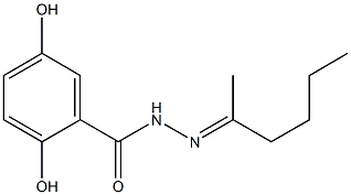 N-[(E)-hexan-2-ylideneamino]-2,5-dihydroxybenzamide Struktur