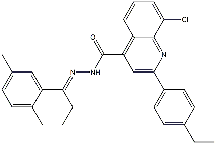 8-chloro-N-[(E)-1-(2,5-dimethylphenyl)propylideneamino]-2-(4-ethylphenyl)quinoline-4-carboxamide Struktur