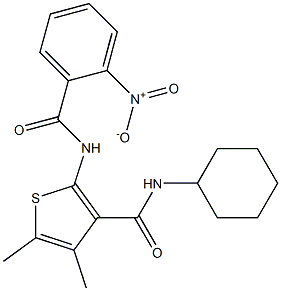 N-cyclohexyl-4,5-dimethyl-2-[(2-nitrobenzoyl)amino]thiophene-3-carboxamide Struktur