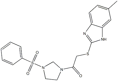 1-[3-(benzenesulfonyl)imidazolidin-1-yl]-2-[(6-methyl-1H-benzimidazol-2-yl)sulfanyl]ethanone Struktur