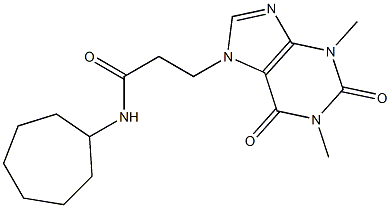 N-cycloheptyl-3-(1,3-dimethyl-2,6-dioxopurin-7-yl)propanamide Struktur