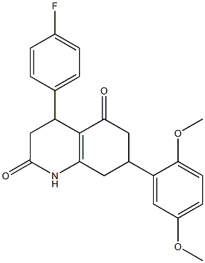 7-(2,5-dimethoxyphenyl)-4-(4-fluorophenyl)-1,3,4,6,7,8-hexahydroquinoline-2,5-dione Struktur