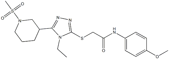 2-[[4-ethyl-5-(1-methylsulfonylpiperidin-3-yl)-1,2,4-triazol-3-yl]sulfanyl]-N-(4-methoxyphenyl)acetamide Struktur