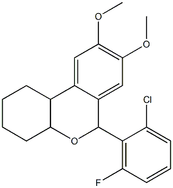 6-(2-chloro-6-fluorophenyl)-8,9-dimethoxy-2,3,4,4a,6,10b-hexahydro-1H-benzo[c]chromene Struktur