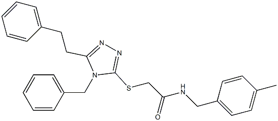 2-[[4-benzyl-5-(2-phenylethyl)-1,2,4-triazol-3-yl]sulfanyl]-N-[(4-methylphenyl)methyl]acetamide Struktur