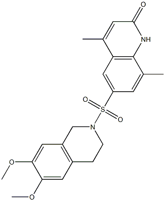 6-[(6,7-dimethoxy-3,4-dihydro-1H-isoquinolin-2-yl)sulfonyl]-4,8-dimethyl-1H-quinolin-2-one Struktur