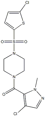 (4-chloro-2-methylpyrazol-3-yl)-[4-(5-chlorothiophen-2-yl)sulfonylpiperazin-1-yl]methanone Struktur