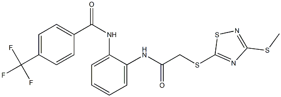 N-[2-[[2-[(3-methylsulfanyl-1,2,4-thiadiazol-5-yl)sulfanyl]acetyl]amino]phenyl]-4-(trifluoromethyl)benzamide Struktur