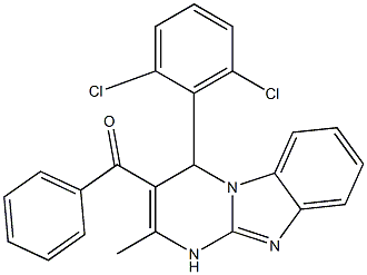 [4-(2,6-dichlorophenyl)-2-methyl-1,4-dihydropyrimido[1,2-a]benzimidazol-3-yl]-phenylmethanone Struktur