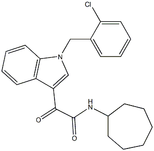 2-[1-[(2-chlorophenyl)methyl]indol-3-yl]-N-cycloheptyl-2-oxoacetamide Struktur