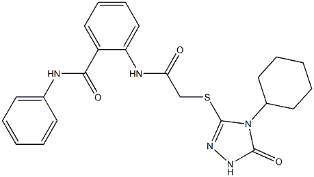 2-[[2-[(4-cyclohexyl-5-oxo-1H-1,2,4-triazol-3-yl)sulfanyl]acetyl]amino]-N-phenylbenzamide Struktur