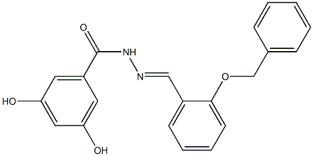 3,5-dihydroxy-N-[(E)-(2-phenylmethoxyphenyl)methylideneamino]benzamide Struktur