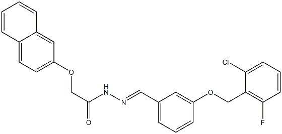 N-[(E)-[3-[(2-chloro-6-fluorophenyl)methoxy]phenyl]methylideneamino]-2-naphthalen-2-yloxyacetamide Struktur