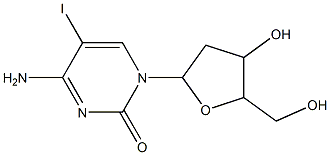 4-amino-1-[4-hydroxy-5-(hydroxymethyl)oxolan-2-yl]-5-iodopyrimidin-2-one Struktur