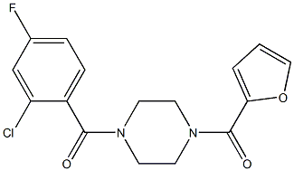 (2-chloro-4-fluorophenyl)-[4-(furan-2-carbonyl)piperazin-1-yl]methanone Struktur