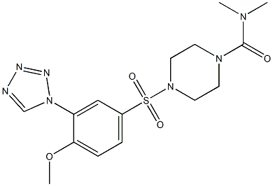 4-[4-methoxy-3-(tetrazol-1-yl)phenyl]sulfonyl-N,N-dimethylpiperazine-1-carboxamide Struktur