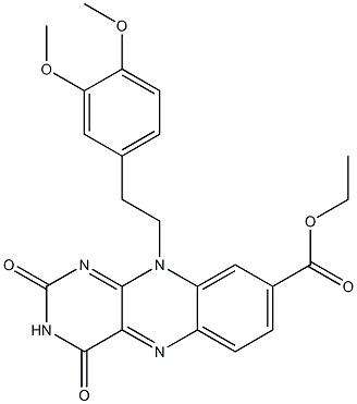 ethyl 10-[2-(3,4-dimethoxyphenyl)ethyl]-2,4-dioxobenzo[g]pteridine-8-carboxylate Struktur