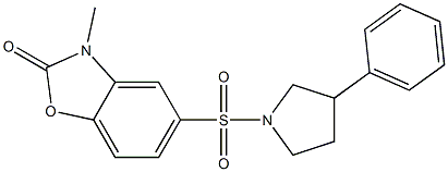 3-methyl-5-(3-phenylpyrrolidin-1-yl)sulfonyl-1,3-benzoxazol-2-one Struktur