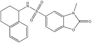 3-methyl-2-oxo-N-(1,2,3,4-tetrahydronaphthalen-1-yl)-1,3-benzoxazole-5-sulfonamide Struktur