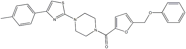 [4-[4-(4-methylphenyl)-1,3-thiazol-2-yl]piperazin-1-yl]-[5-(phenoxymethyl)furan-2-yl]methanone Struktur