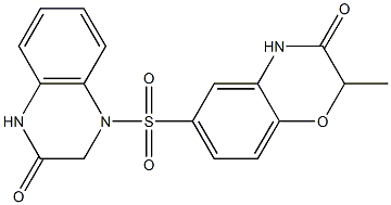 2-methyl-6-[(3-oxo-2,4-dihydroquinoxalin-1-yl)sulfonyl]-4H-1,4-benzoxazin-3-one Struktur