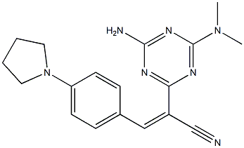 (E)-2-[4-amino-6-(dimethylamino)-1,3,5-triazin-2-yl]-3-(4-pyrrolidin-1-ylphenyl)prop-2-enenitrile Struktur