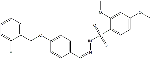 N-[(Z)-[4-[(2-fluorophenyl)methoxy]phenyl]methylideneamino]-2,4-dimethoxybenzenesulfonamide Struktur