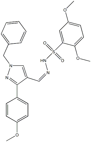 N-[(Z)-[1-benzyl-3-(4-methoxyphenyl)pyrazol-4-yl]methylideneamino]-2,5-dimethoxybenzenesulfonamide Struktur