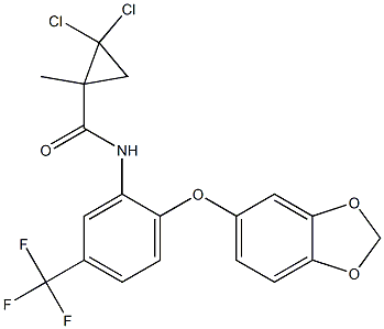 N-[2-(1,3-benzodioxol-5-yloxy)-5-(trifluoromethyl)phenyl]-2,2-dichloro-1-methylcyclopropane-1-carboxamide Struktur