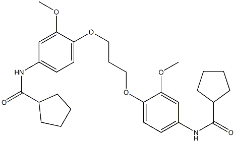 N-[4-[3-[4-(cyclopentanecarbonylamino)-2-methoxyphenoxy]propoxy]-3-methoxyphenyl]cyclopentanecarboxamide Struktur