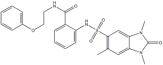 N-(2-phenoxyethyl)-2-[(1,3,6-trimethyl-2-oxobenzimidazol-5-yl)sulfonylamino]benzamide Struktur