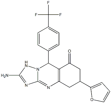 2-amino-6-(furan-2-yl)-9-[4-(trifluoromethyl)phenyl]-5,6,7,9-tetrahydro-1H-[1,2,4]triazolo[5,1-b]quinazolin-8-one Structure