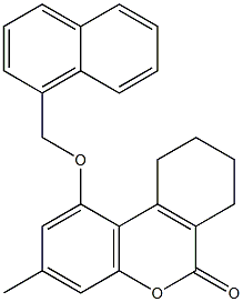 3-methyl-1-(naphthalen-1-ylmethoxy)-7,8,9,10-tetrahydrobenzo[c]chromen-6-one Struktur