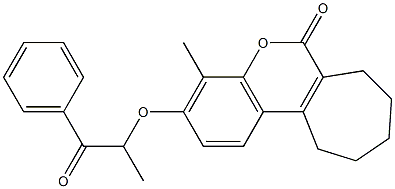 4-methyl-3-(1-oxo-1-phenylpropan-2-yl)oxy-8,9,10,11-tetrahydro-7H-cyclohepta[c]chromen-6-one Struktur