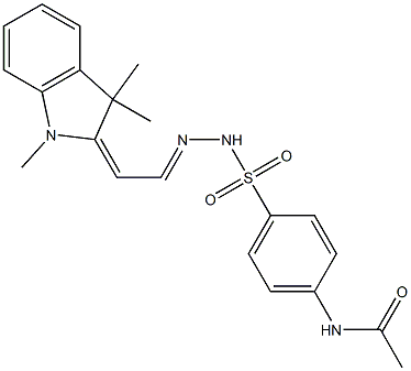 N-[4-[[(E)-[(2E)-2-(1,3,3-trimethylindol-2-ylidene)ethylidene]amino]sulfamoyl]phenyl]acetamide Struktur