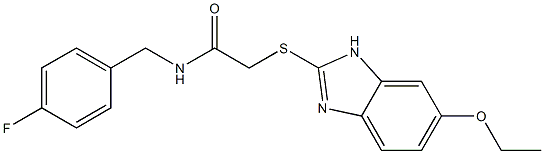 2-[(6-ethoxy-1H-benzimidazol-2-yl)sulfanyl]-N-[(4-fluorophenyl)methyl]acetamide Struktur