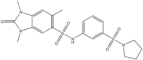 1,3,6-trimethyl-2-oxo-N-(3-pyrrolidin-1-ylsulfonylphenyl)benzimidazole-5-sulfonamide Struktur