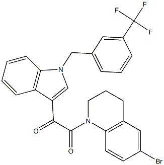 1-(6-bromo-3,4-dihydro-2H-quinolin-1-yl)-2-[1-[[3-(trifluoromethyl)phenyl]methyl]indol-3-yl]ethane-1,2-dione Struktur