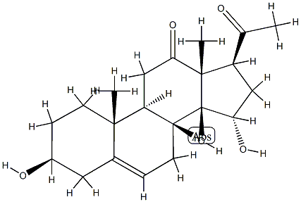 3β,14β,15α-Trihydroxypregn-5-ene-12,20-dione Struktur