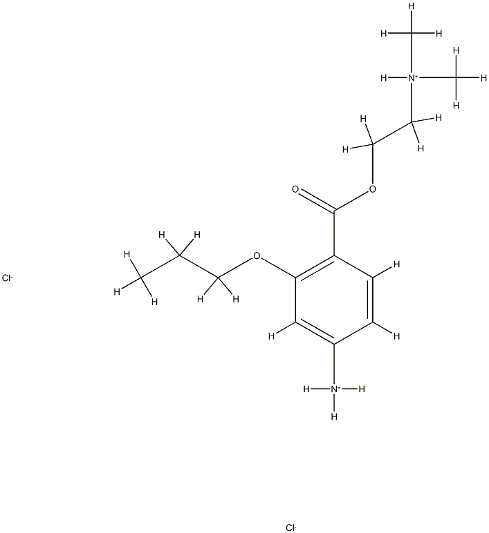 Benzoic acid,4-amino-2-propoxy-, 2-(dimethylamino)ethyl ester, hydrochloride (1:2) Struktur