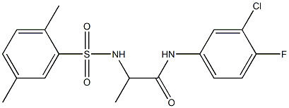 N-(3-chloro-4-fluorophenyl)-2-{[(2,5-dimethylphenyl)sulfonyl]amino}propanamide Struktur