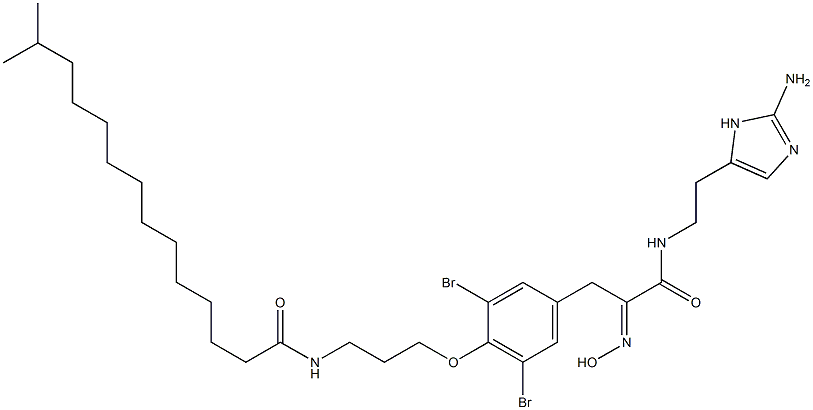 N-[2-(2-Amino-1H-imidazol-4-yl)ethyl]-3,5-dibromo-α-(hydroxyimino)-4-[3-[(13-methyl-1-oxotetradecyl)amino]propoxy]benzenepropanamide Struktur