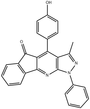 4-(4-HYDROXY-PHENYL)-3-METHYL-1-PHENYL-1H-INDENO[1,2-B]PYRAZOLO[4,3-E]PYRIDIN-5-ONE Struktur