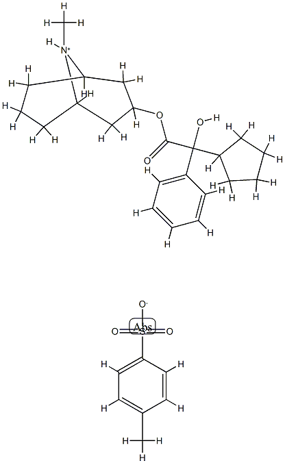 (9-methyl-9-azoniabicyclo[3.3.1]non-7-yl) 2-cyclopentyl-2-hydroxy-2-ph enyl-acetate, 4-methylbenzenesulfonate Struktur