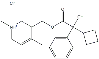 Benzeneacetic acid, a-cyclobutyl-a-hydroxy-,(1,2,3,6-tetrahydro-1,4-dimethyl-3-pyridinyl)methyl ester, hydrochloride (1:1) Struktur