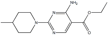 ethyl 4-amino-2-(4-methyl-1-piperidinyl)-5-pyrimidinecarboxylate Struktur